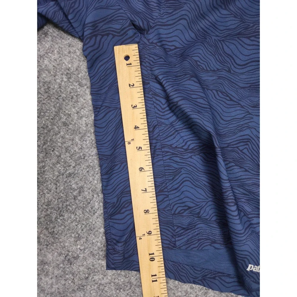 Patagonia Board Shorts Mens XL Blue Topographic Wave Print Recycled Polyester